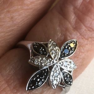 10k Black and White Diamond Ring